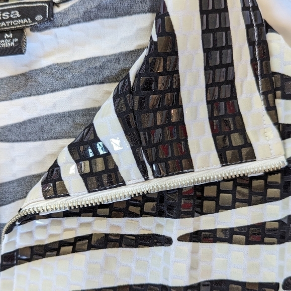 Lisa International Zebra Pattern Sequin Zipper Collared Jacket Size M - Picture 11 of 14